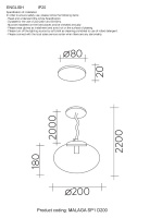 Светильник подвесной Crystal Lux MALAGA SP1 D200 GOLD